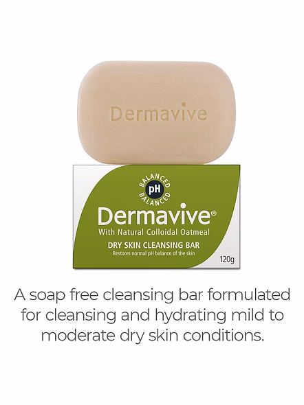 Dermavive Dry Skin Cleansing Bar with Colloidal Oatmeal (120g)-2