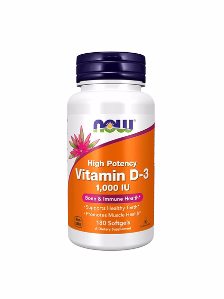 NOW Foods Vitamin D-3 1000 IU – 180 Softgels
