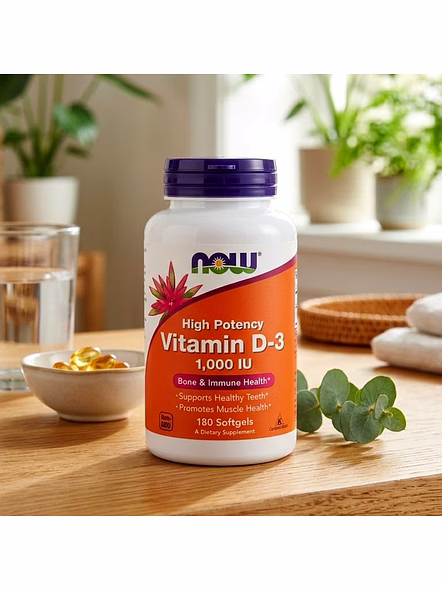 NOW Foods Vitamin D-3 1000 IU – 180 Softgels