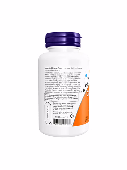 NOW Foods Glutathione 500mg 60 Veg Capsules-2