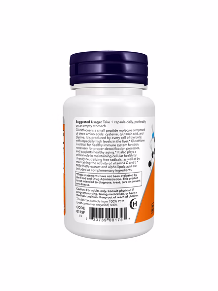 NOW Foods Glutathione 500mg 30 Veg Capsules-2