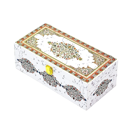 2 Jar White Marble Wooden Box-1