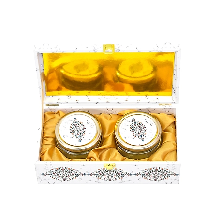2 Jar White Marble Wooden Box-2