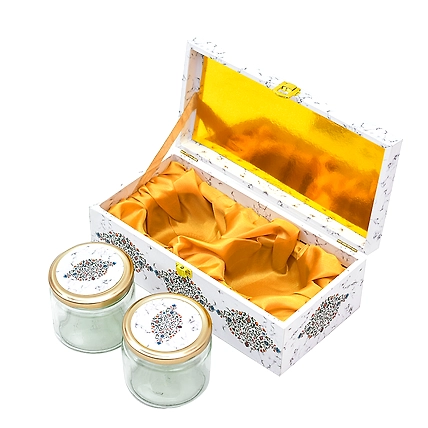 2 Jar White Marble Wooden Box-3