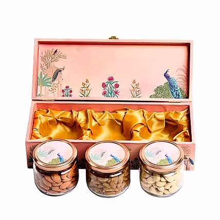 3 Jar Pink Wooden Box-1