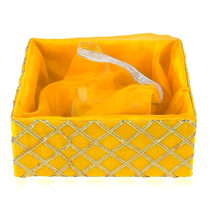 Square Lace Yellow Basket Large-12702723