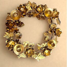 floral iron wreath candelabra | elegant handcrafted candle holder