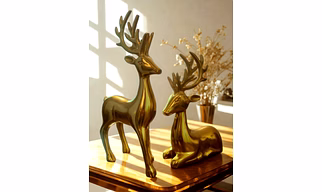 Golden Reindeer Figurines Set of 2