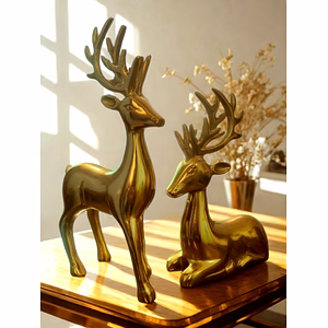 Golden Reindeer Figurines Set of 2