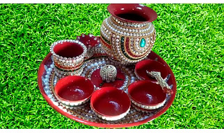 Decorative Pooja Thali,kalash,shrifal set