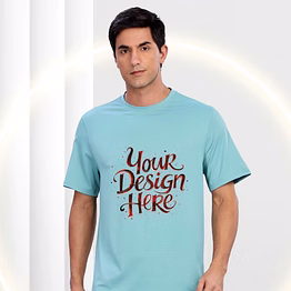 custom round neck half sleeve ocean breeze color custom t-shirt printing for men online | customize your tee shirt with your design with no minimum