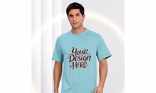 Custom Round Neck Half Sleeve Ocean Breeze Color Custom T-Shirt Printing for Men Online | Customize Your Tee Shirt with Your Design with No Minimum