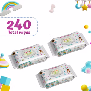 CutetotZ® Premium Organic Baby Wet Wipes | Green Seal® Certified | 15 x 20 cm (Fabric Size) | 80 Wipes