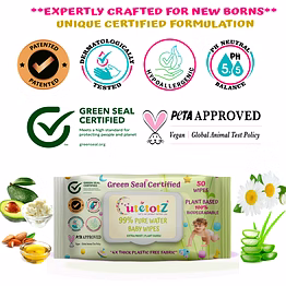 cutetotz® xl organic baby wet wipes – brown pack | wipe size: 25x30 cm | 50 wipes