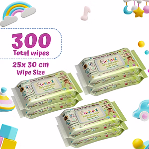 CutetotZ® XL Organic Baby Wet Wipes – Brown Pack | Wipe Size: 25x30 cm | 50 Wipes