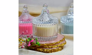 Ribbed Glass Jar Candle