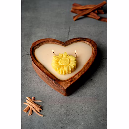 wooden heart jar candle