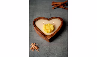 Wooden Heart Jar Candle