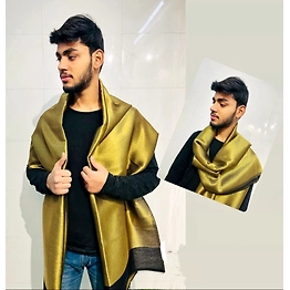 Luxurious Gold Silk Unisex Stole