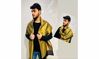 Luxurious Gold Silk Unisex Stole