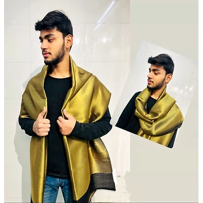 Luxurious Gold Silk Unisex Stole