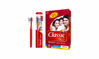 Select Medium Manual Toothbrush For Adults With Dupont Tynex Bristles And Anti Bacterial Crystal Clear Cap
