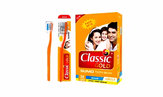 Sumo Medium Manual Toothbrush For Adults With Dupont Tynex Bristles And Anti Bacterial Crystal Clear Cap