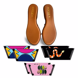 heart wings + ethnic elephant + fluid art (1 sole + 3 straps)