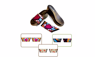 Heart Wings + Ethnic Elephant + Fluid Art  (1 sole + 3 straps)
