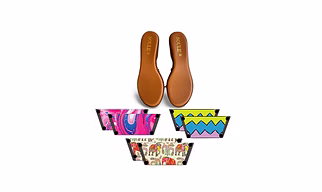 LadiesInterchangeable Shoes-Pink Fluid Art + Zigzag Zest + Ethnic Elephant (1 sole + 3 straps)