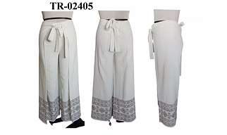 Natural Cotton Block Print Wrap Trouser for UNISEX