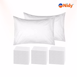 nidy® disposable pillow cover for hospital, clinic, spa, salon, hotel, travel (medical grade non-woven certified fabric)- 40x60 cm [ nw-5-plc-flp-50x80-bo]