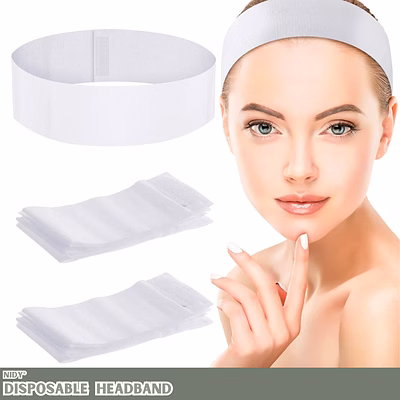 nidy® headband- hook & loop (stretchable) for hospital, clinic, spa, salon, hotel, travel (medical grade non-woven certified fabric)- 6x48 cm [nw-18-velcro]