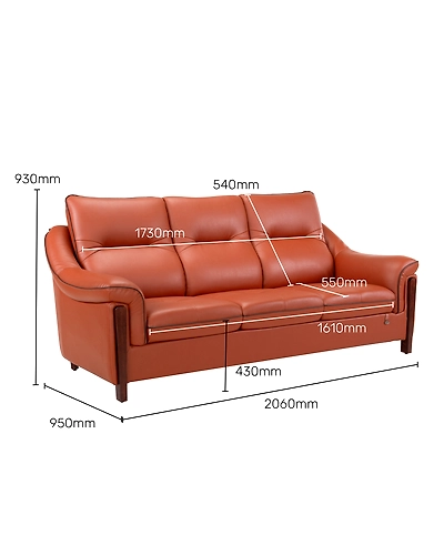 Durian Russet Leatherette 3 Seater Sofa in Cinnamon Brown-3