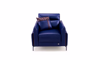 Durian Meagan Leatherette 1 Seater Sofa in Blue