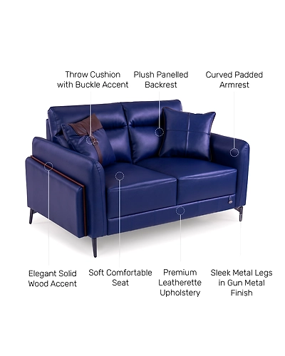 Durian Meagan Leatherette 2 Seater Sofa in Blue-2