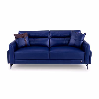 durian meagan leatherette 3 seater sofa in blue
