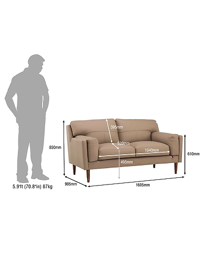 Durian Lorraine Leatherette 2 Seater Sofa In Mushroom Brown-4