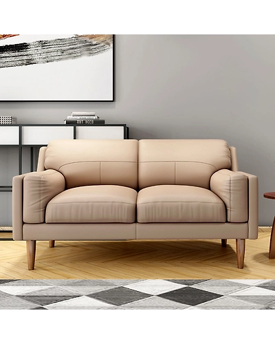 Durian Lorraine Leatherette 2 Seater Sofa In Mushroom Brown-5