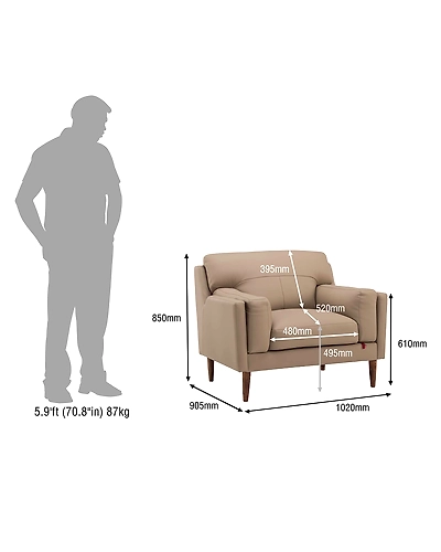 Durian Lorraine Leatherette 1 Seater Sofa in Mushroom Brown-3