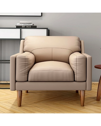 Durian Lorraine Leatherette 1 Seater Sofa in Mushroom Brown-2