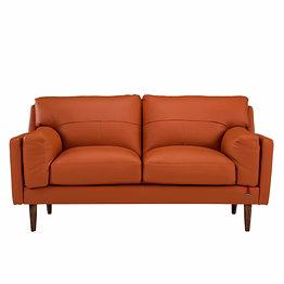 durian lorraine leatherette 2 seater sofa in tangerine orange