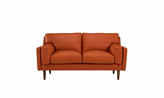 Durian Lorraine Leatherette 2 Seater Sofa in Tangerine Orange