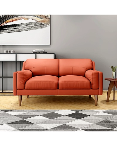 Durian Lorraine Leatherette 2 Seater Sofa in Tangerine Orange-3