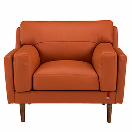 durian lorraine leatherette 1 seater sofa in tangerine orange