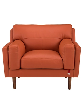 Durian Lorraine Leatherette 1 Seater Sofa in Tangerine Orange