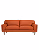 Durian Lorraine Leatherette 3 Seater Sofa in Tangerine Orange With USB Port