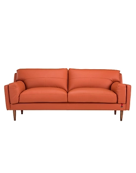 Durian Lorraine Leatherette 3 Seater Sofa in Tangerine Orange With USB Port