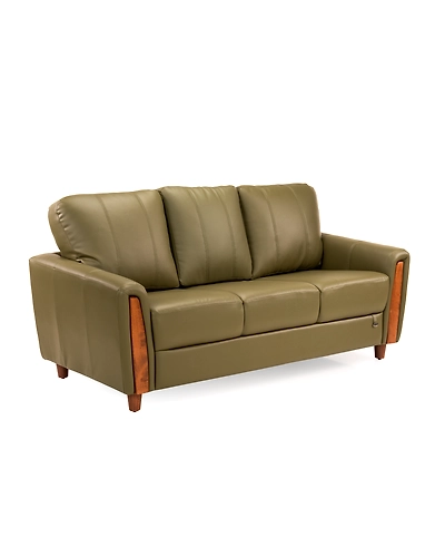 Durian Martha Leatherette 3 Seater Sofa in Cream Beige-2