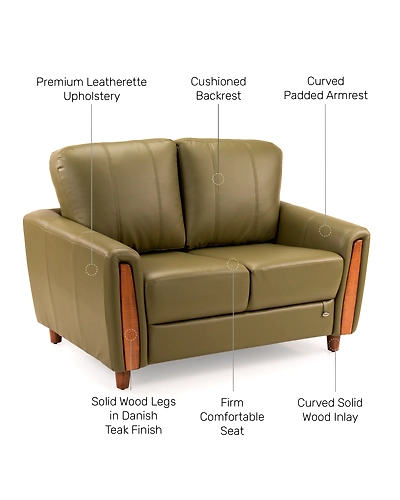Durian Martha Leatherette 2 Seater Sofa in Cream Beige-3